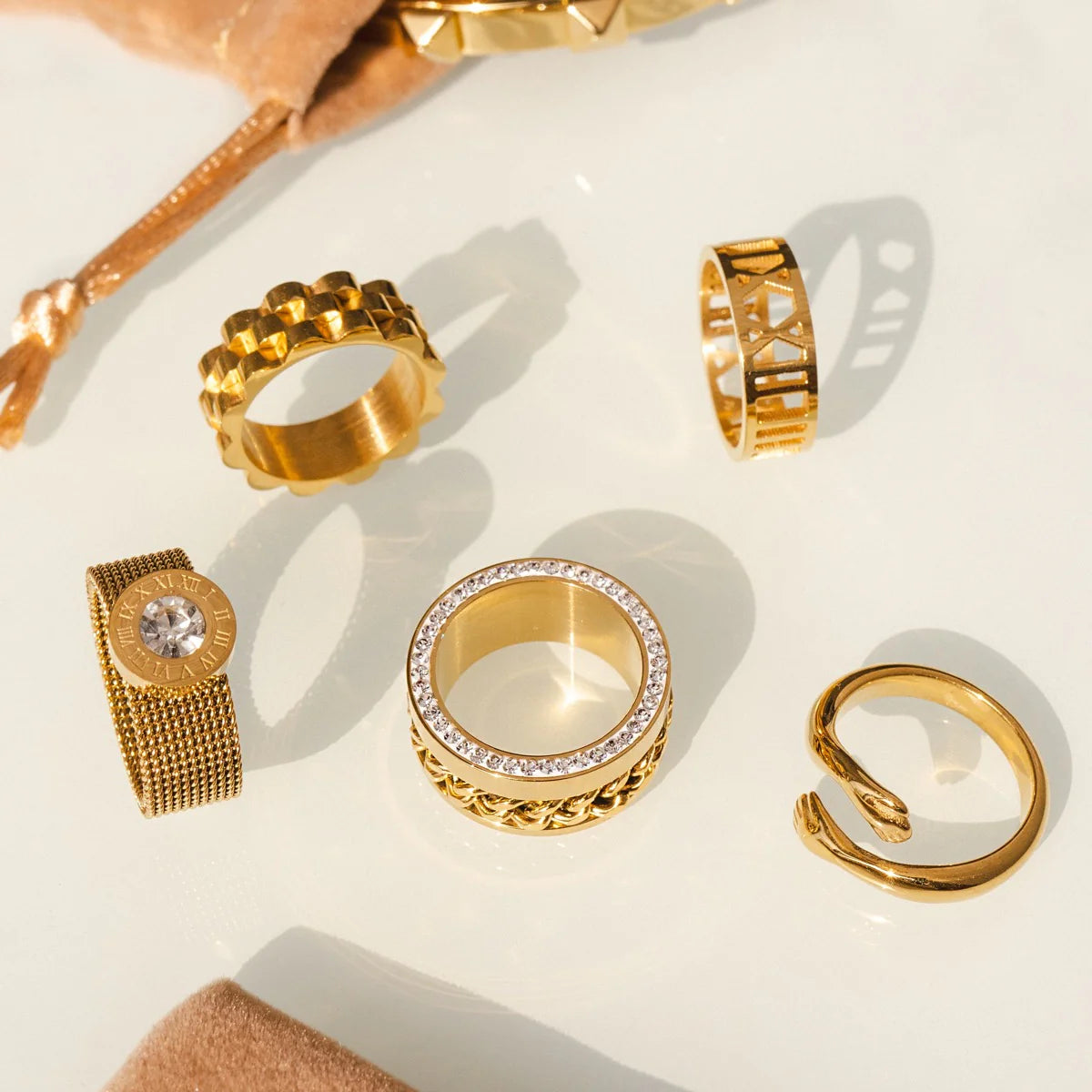 Cuban Stone Layered Ring - Gold Tone