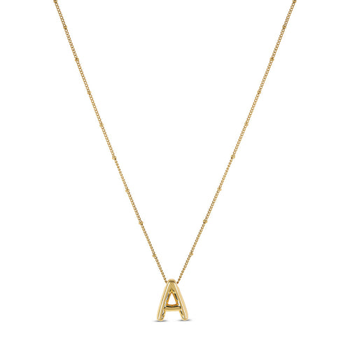 Bubble Initial Necklace - Gold Tone