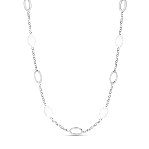 Angellica Oval Pendant Necklace - Silver