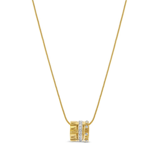 Triple Stack Ring Necklace - Gold Tone