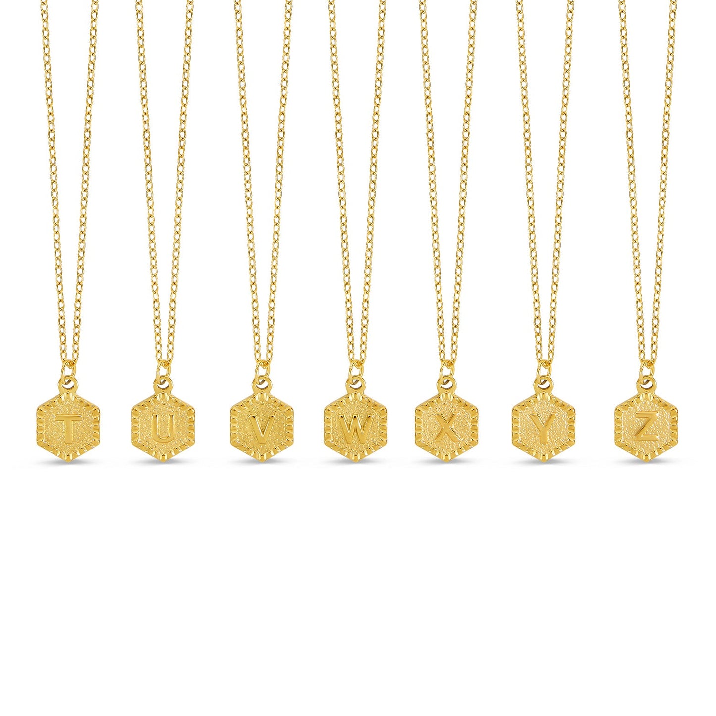 Hex Initial Necklace - Gold Tone