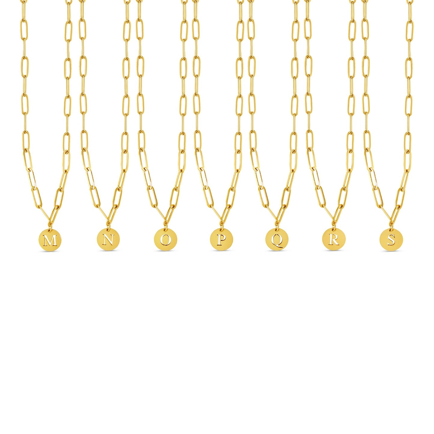 Engraved Clip Chain Initial Necklace - Gold Tone