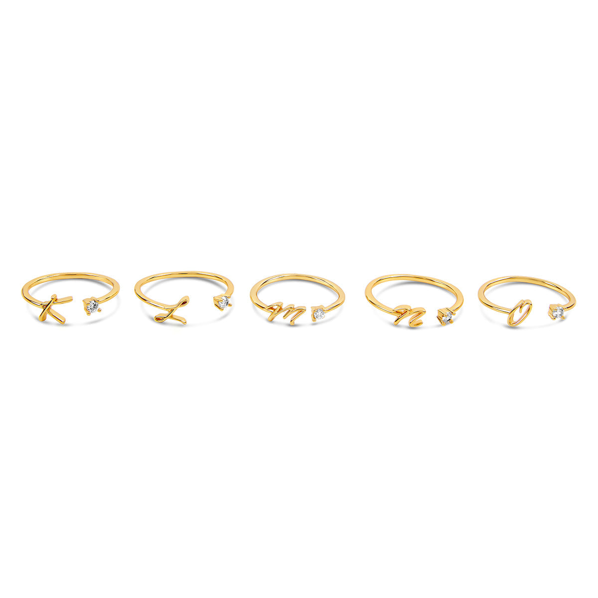 Scripture Stone Initial Adjustable Ring - Gold Tone