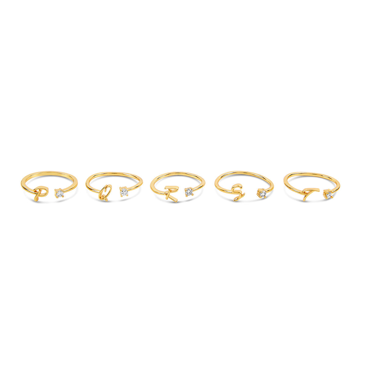 Scripture Stone Initial Adjustable Ring - Gold Tone