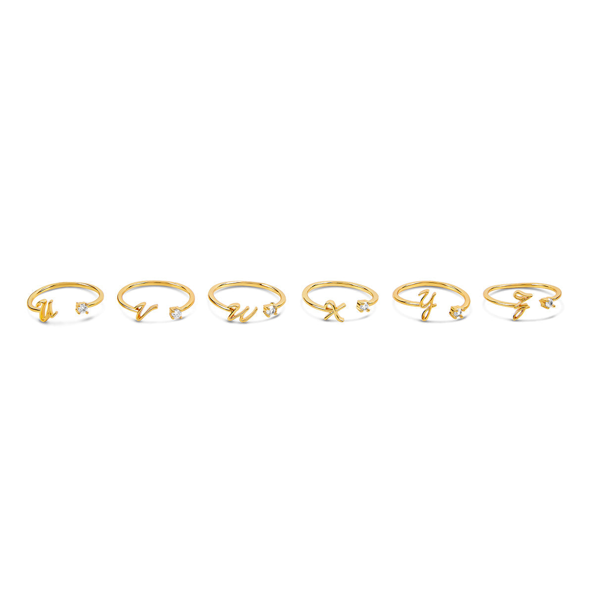 Scripture Stone Initial Adjustable Ring - Gold Tone