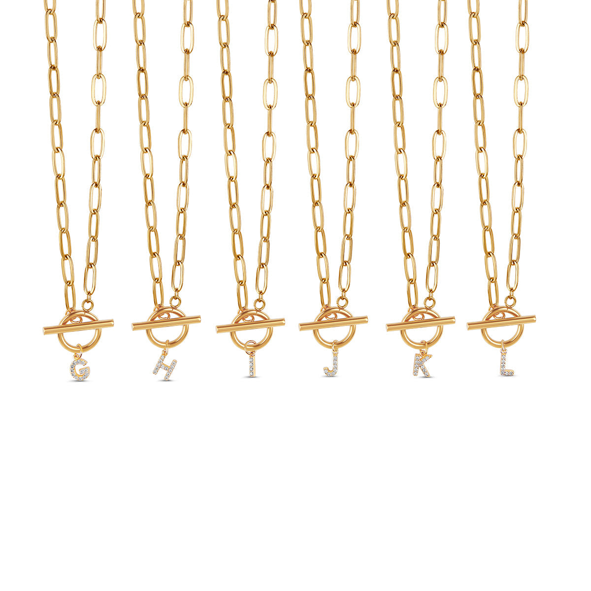 Stone Initial Toggle Necklace - Gold Tone