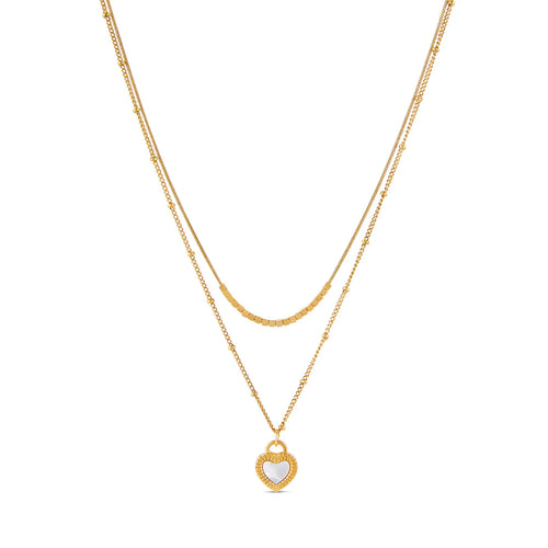 Marble Heart Layered Necklace - Gold