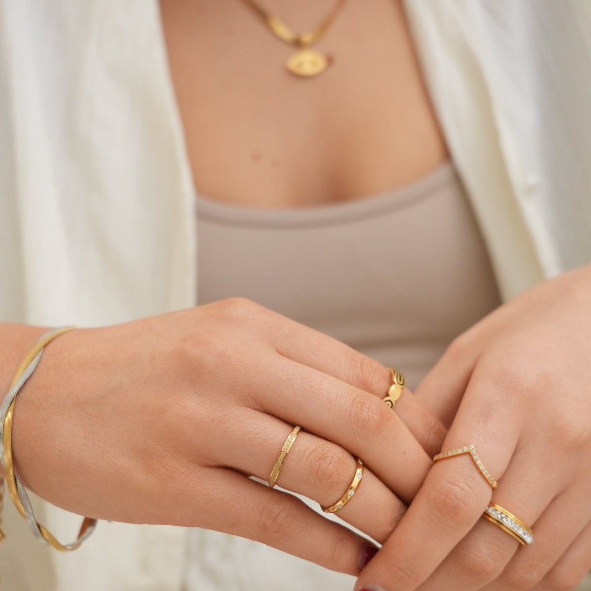Leuven Surface Ring - Gold Tone
