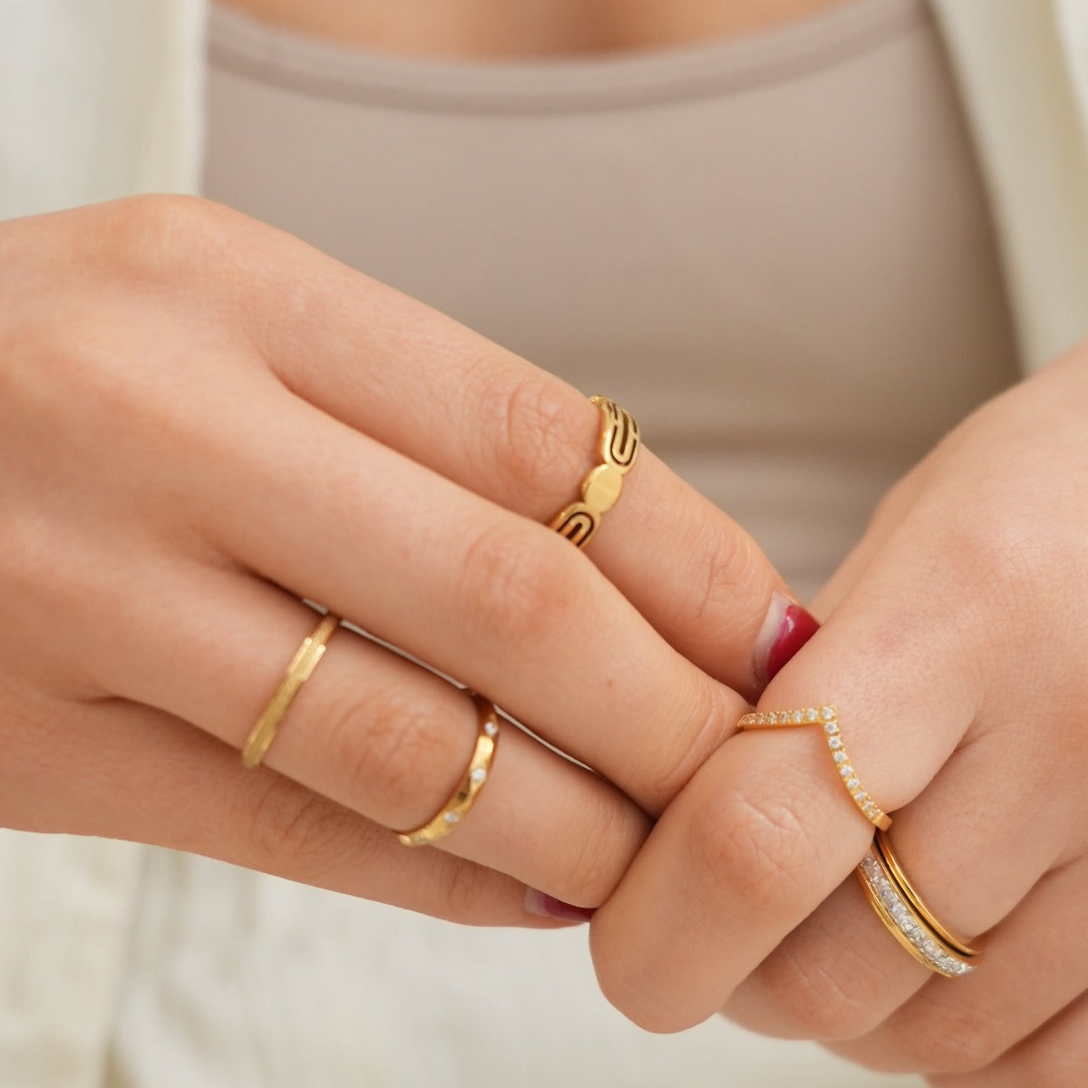 Leuven Surface Ring - Gold Tone