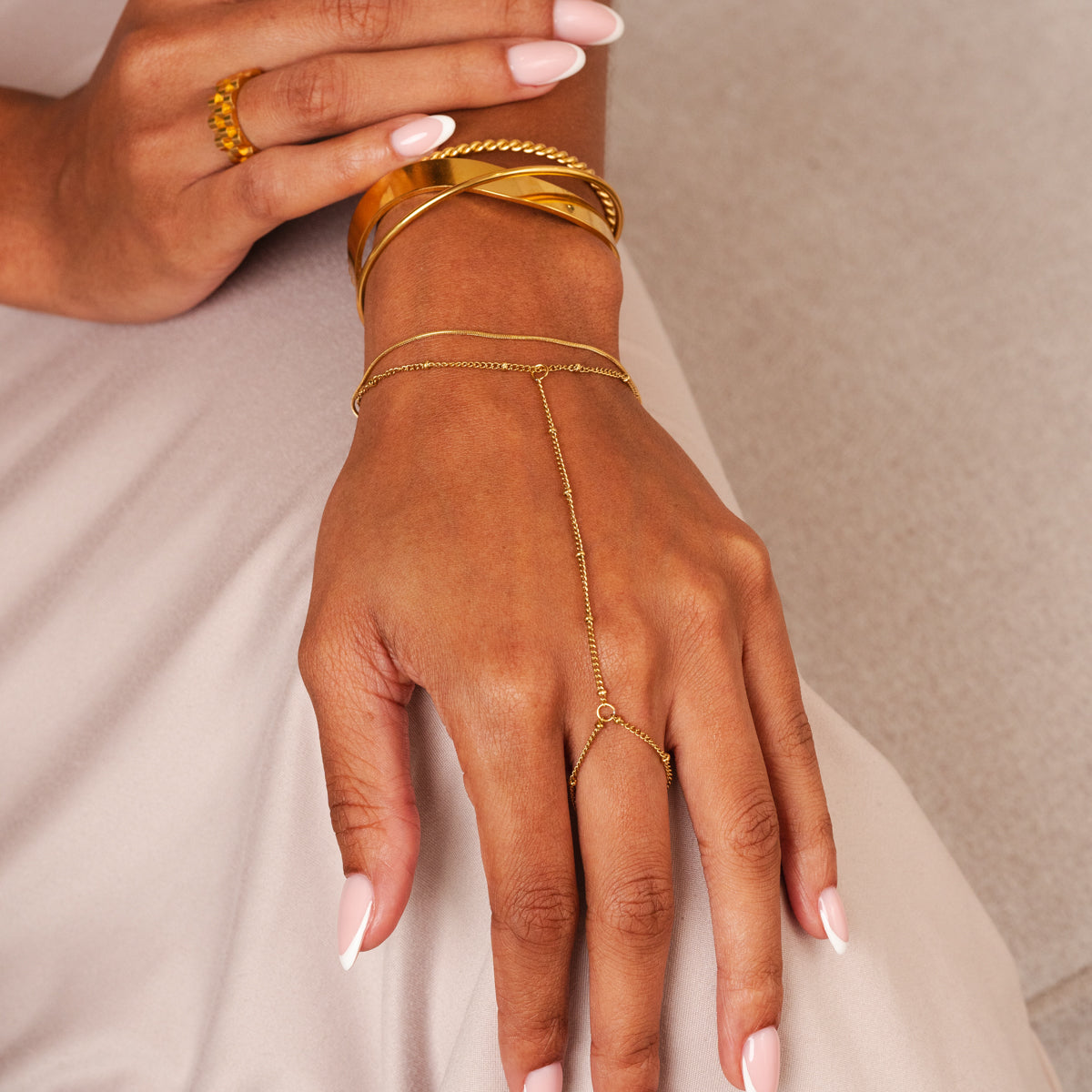 Ball Hand Chain - Gold Tone