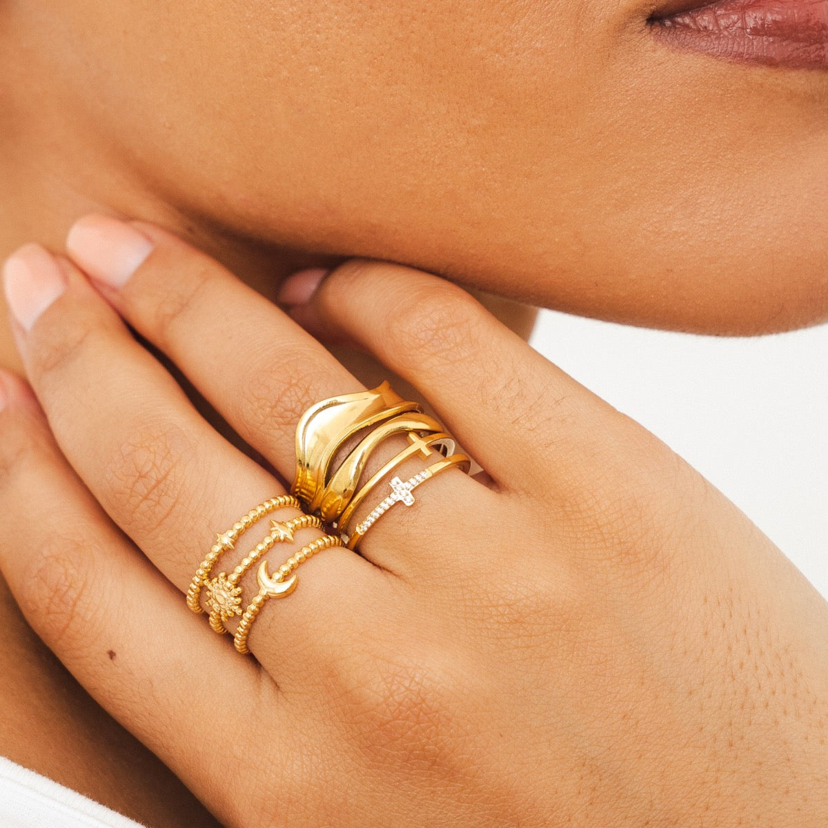 Luna Adjustable Ring - Gold Tone