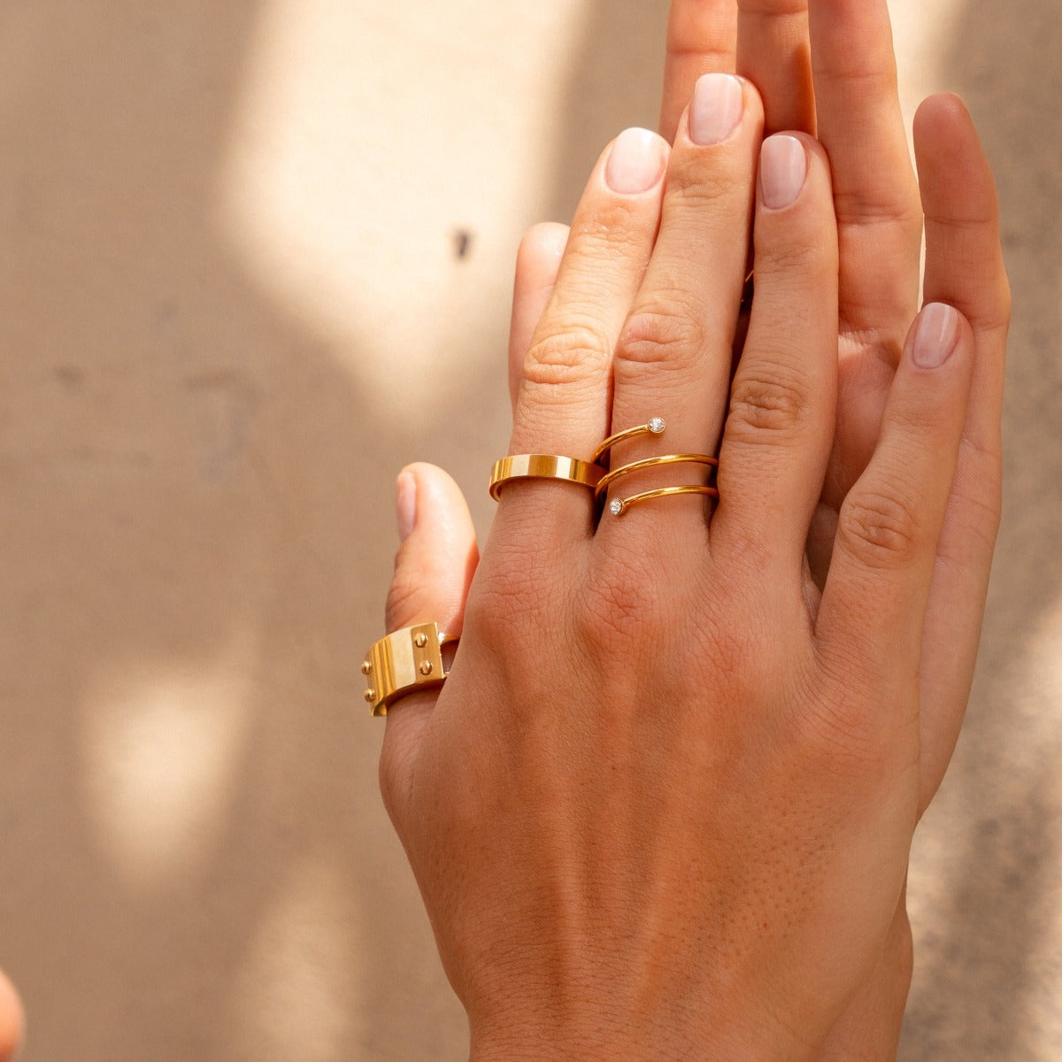 Spiral Stone Ring - Gold Tone