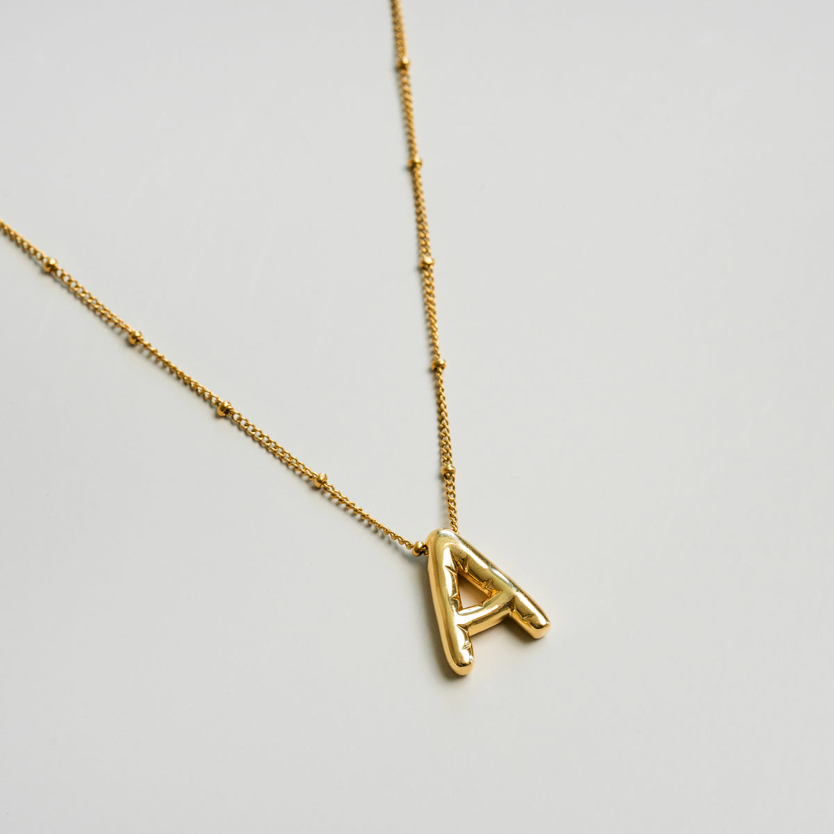 Bubble Initial Necklace - Gold Tone