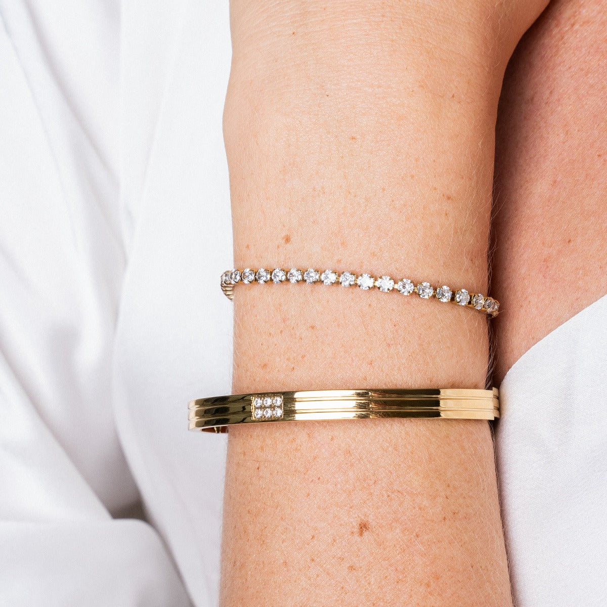 Tennis Chain Bracelet - Gold Tone