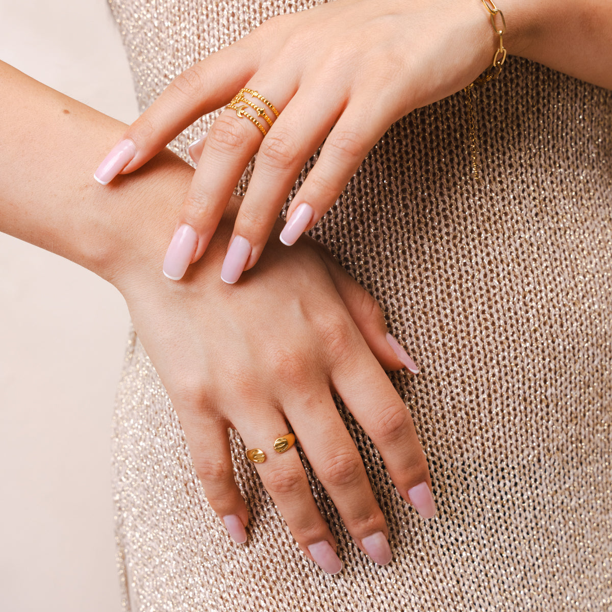 Embrace Band Adjustable Ring - Gold Tone