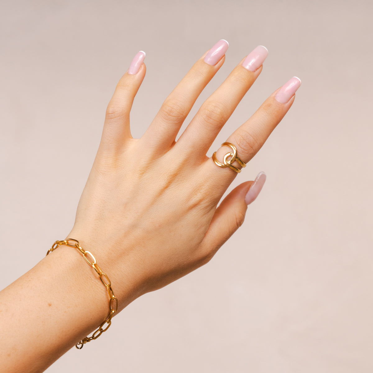 Entwined Adjustable Ring - Gold Tone