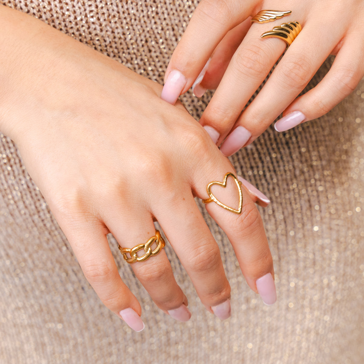 Celestial Wing Adjustable Wrap Ring - Gold Tone