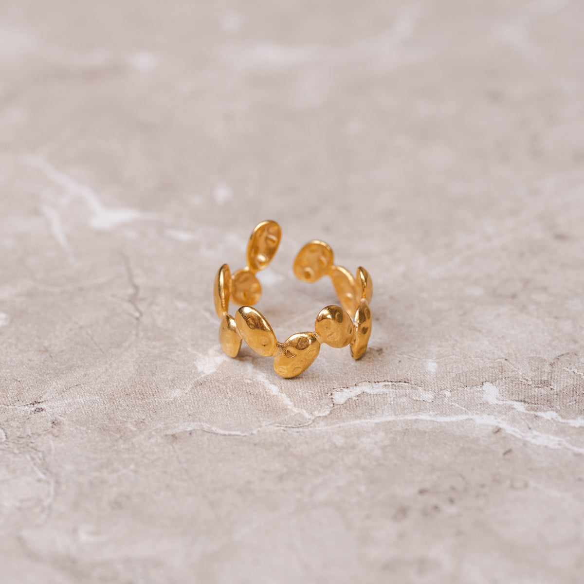 Petal Dot Adjustable Ring - Gold Tone