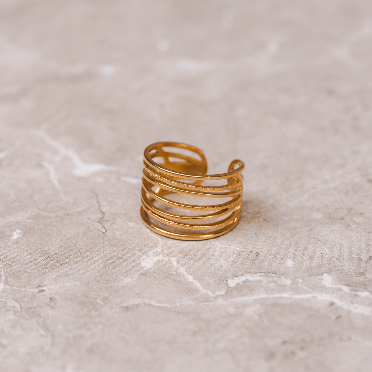 Serene Wrap Adjustable Ring - Gold Tone
