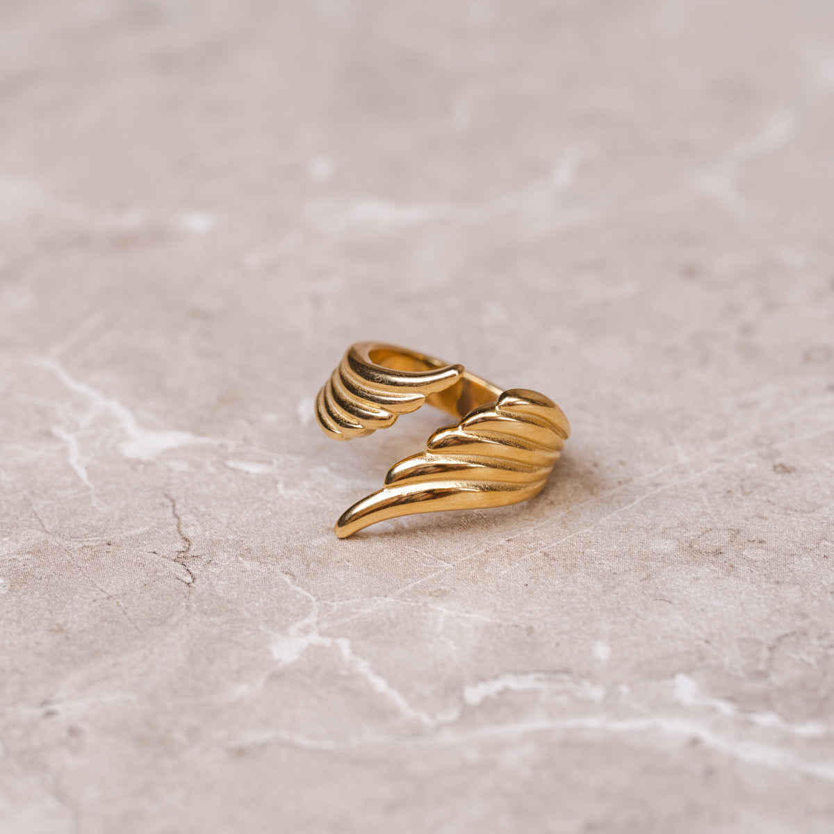 Celestial Wing Adjustable Wrap Ring - Gold Tone