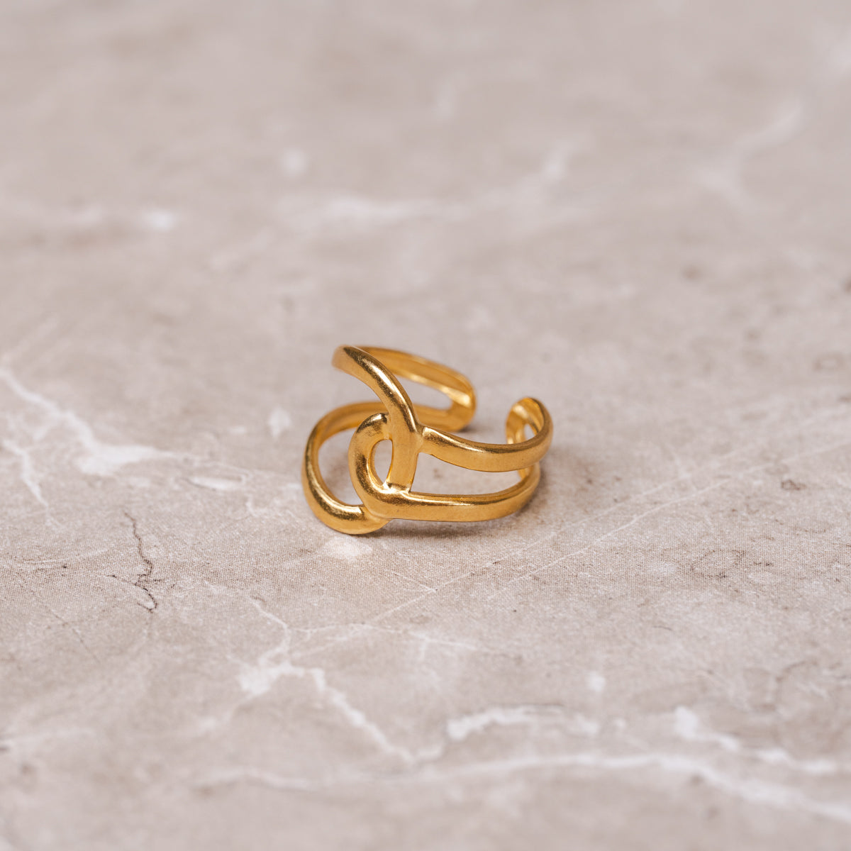Entwined Adjustable Ring - Gold Tone