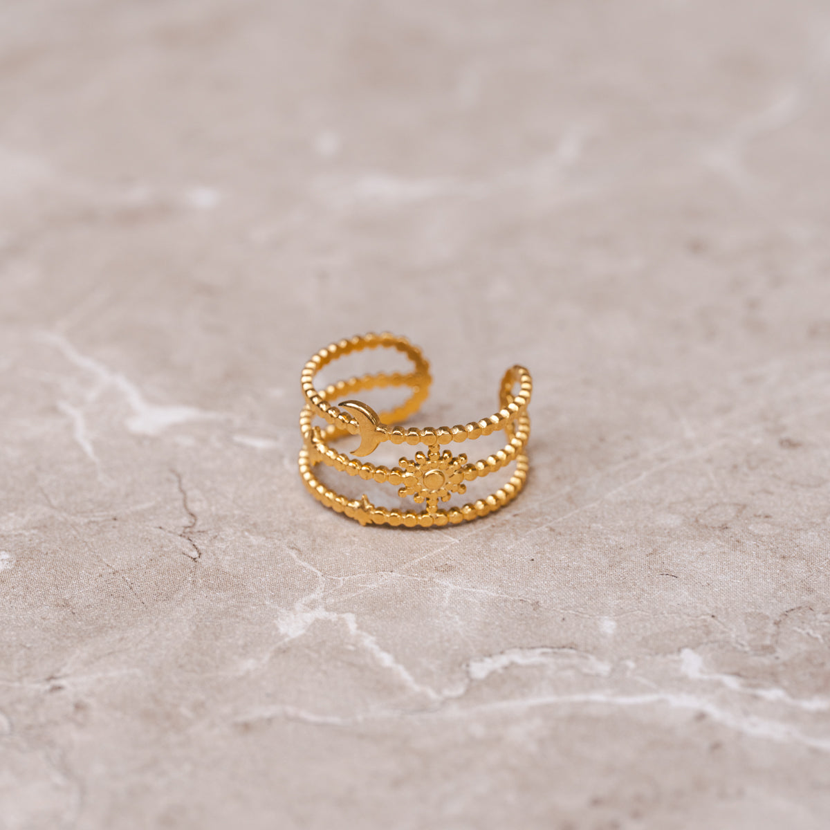 Starlit Lines Adjustable Ring - Gold Tone