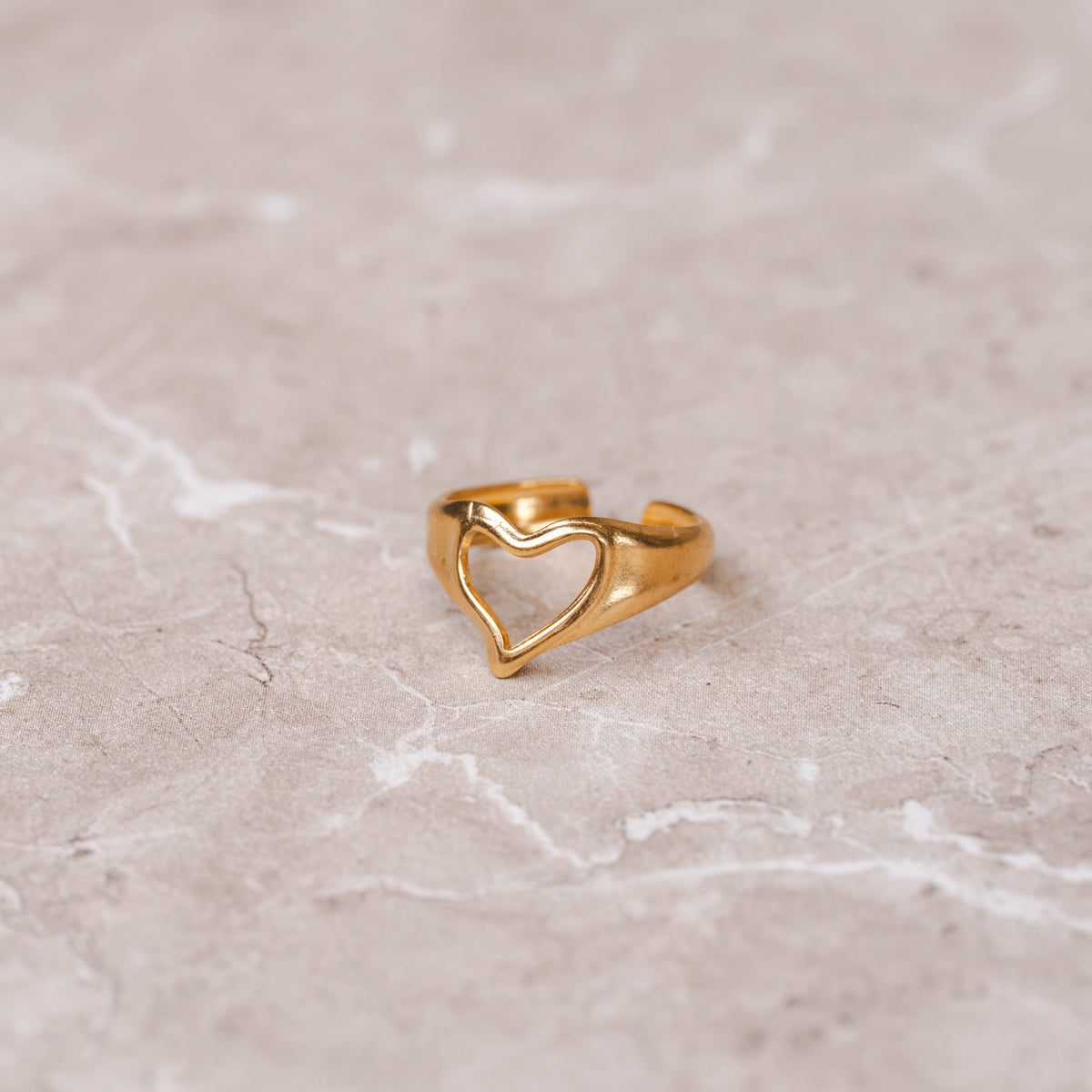 Abstract Heart Adjustable Ring - Gold Tone