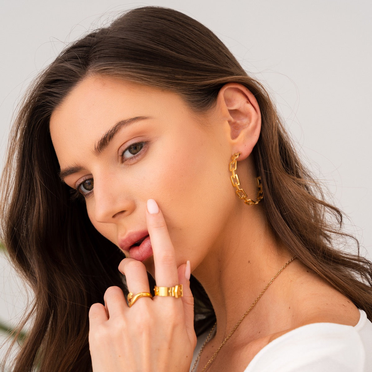 Geometric Hoop Earrings Gold Plated - Gold Tone
