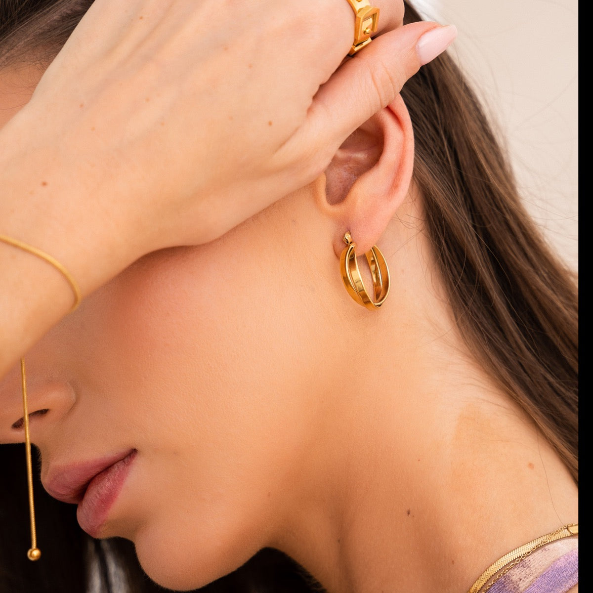 Talia Hoop Earrings Gold Plated - Gold Tone