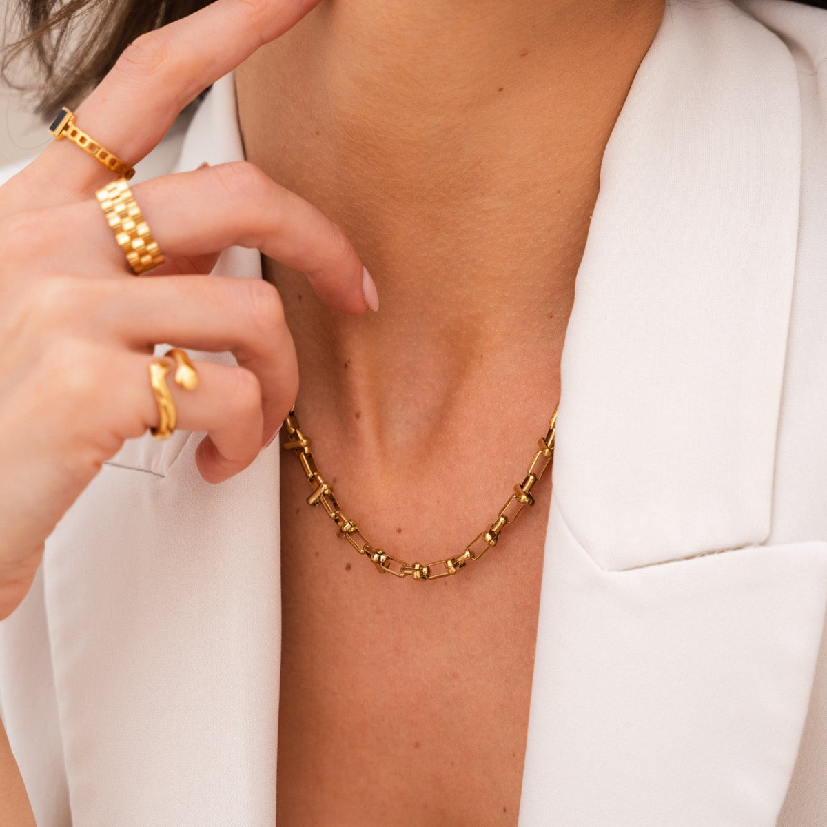 Cairo Choker Necklace - Gold Tone