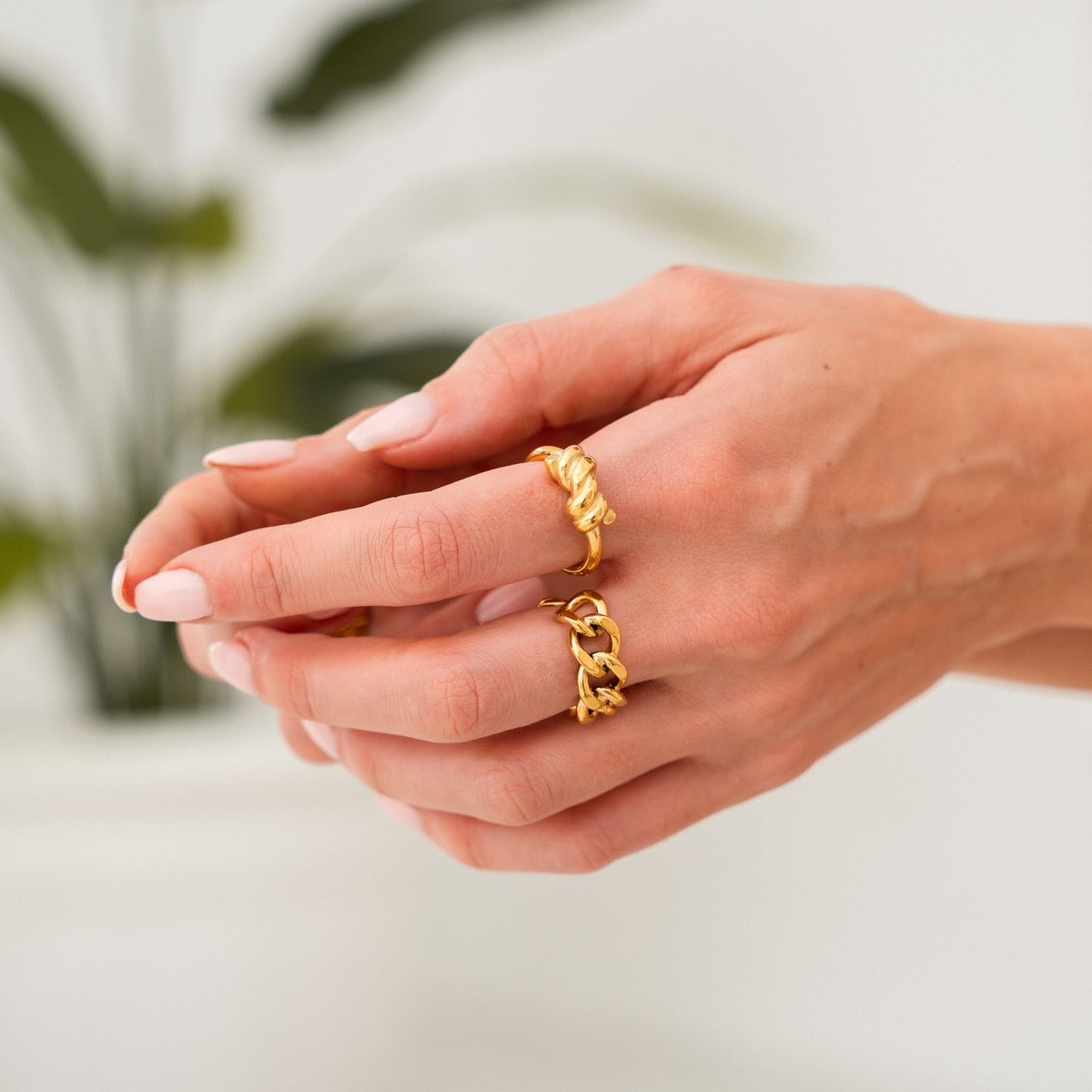 Adjustable Size Curb Ring - Gold Tone