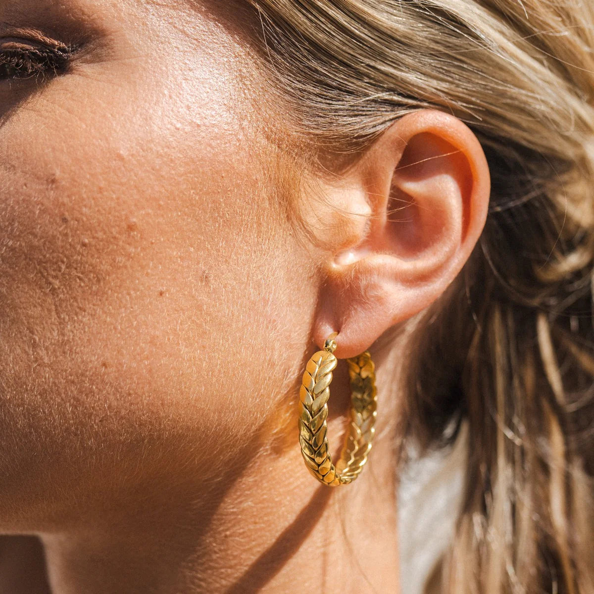 Woven Hoop Earrings - 18K Gold Plated