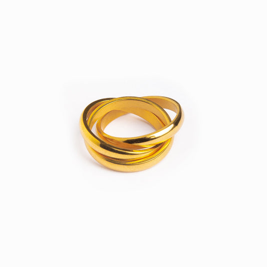 Havana Curb Ring Stack - Gold Tone