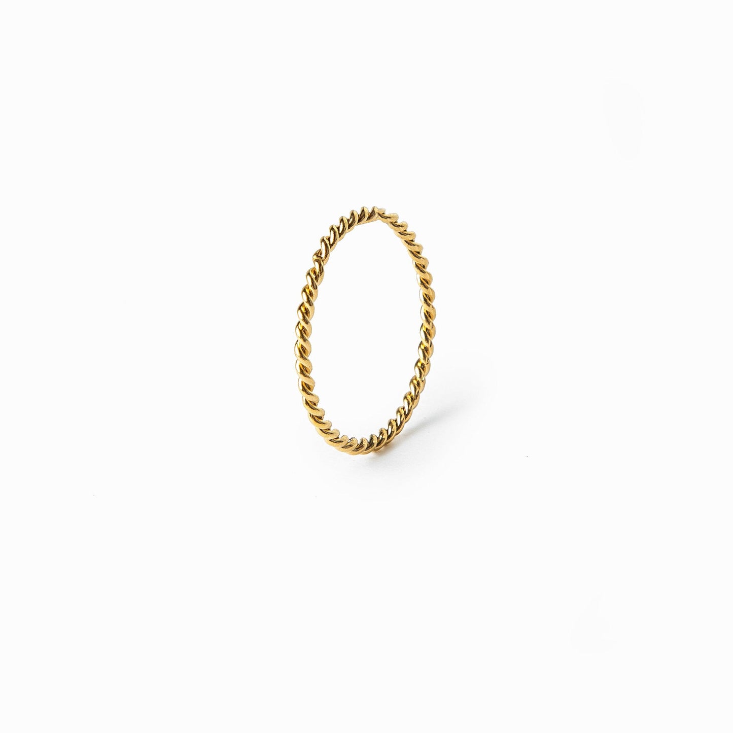 Thin Rope Twist Chain Ring - Gold Tone