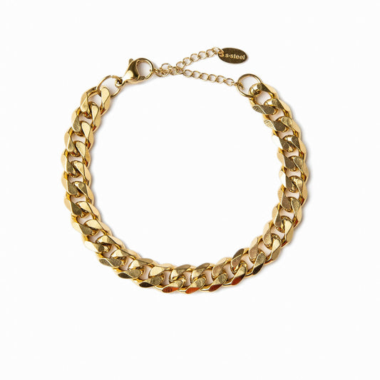 Curb Chain Bracelet Gold Plated - Gold Tone