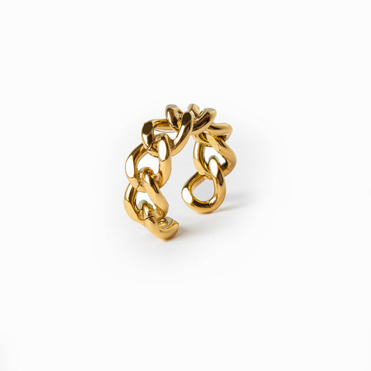 Adjustable Size Curb Ring - Gold Tone
