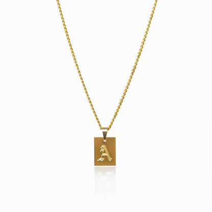 Personalised Old English Letter Necklace - Gold Tone