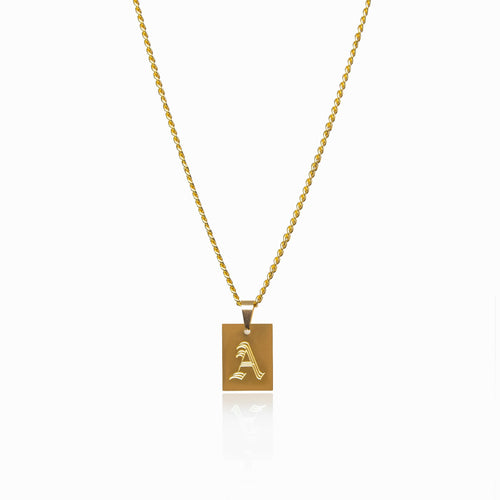 Personalised Old English Letter Necklace - Gold Tone