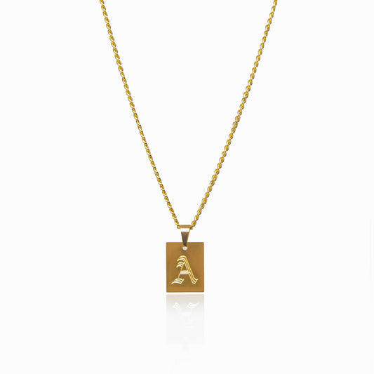 Personalised Old English Letter Necklace - Gold Tone