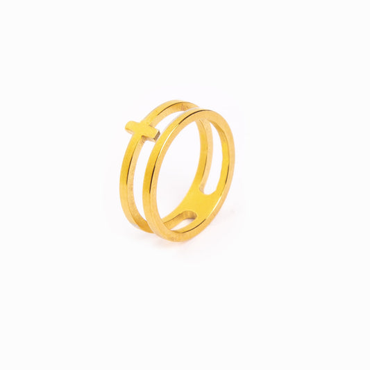 Zion Geometric Ring - Gold Tone