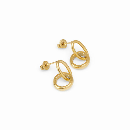 Double Link Hoop Earrings - Gold Tone