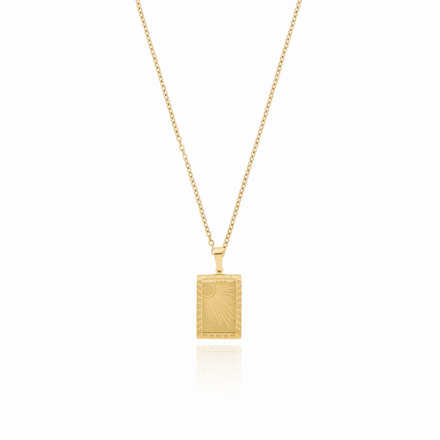 Sunrise Plate Pendant Necklace - Gold Tone