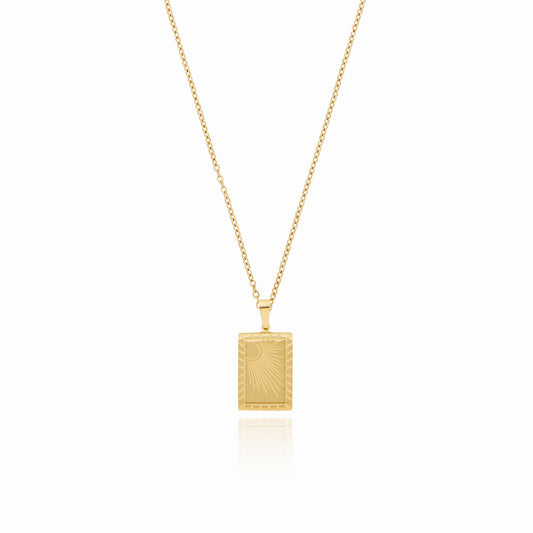 Sunrise Plate Pendant Necklace - Gold Tone