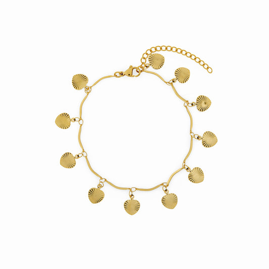 Shell Pendant Anklet - Gold Tone