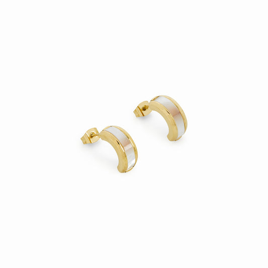 Shell Stud Earrings - Gold Tone
