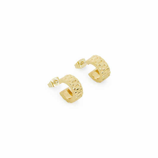 Watchband Hoop Earrings - Gold Tone