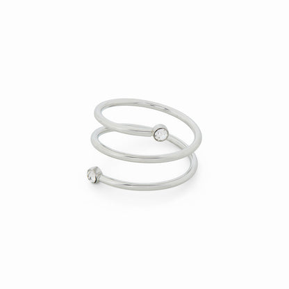 Spiral Stone Ring - Silver