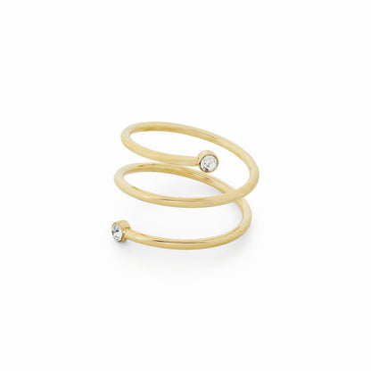 Spiral Stone Ring - Gold Tone