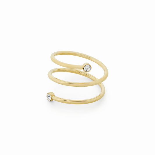 Spiral Stone Ring - Gold Tone