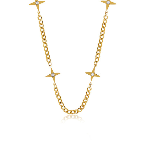 Four Point Necklace - Gold Tone